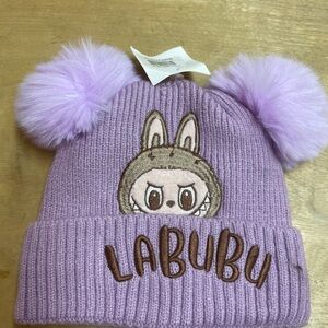 Labubu Lavender Pom-Pom Beanie